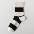 thumbnail image 6 of Black and White Striped Cotton Ankle Socks for Women - Breathable Summer Mid-Calf Socks (One Size, 6 Pairs), 6 of 7
