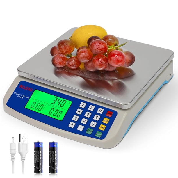 Báscula de cocina digital RUJIXU DT-5801 30 kg/66 libras de acero inoxidable