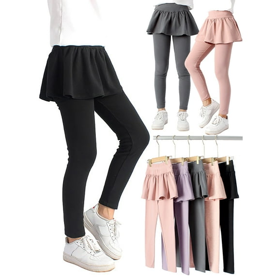 Fashion Girls' Leggings with Skirt - Footless Cotton Ruffle Skirt Pants for Kids for 3-12 Years