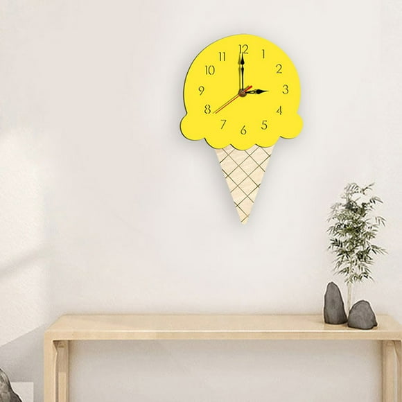TIMIFIS Horloge Murale Crème Glacée Horloge Murale Silencieuse Horloge en Bois pour la Maison Salon Réveils