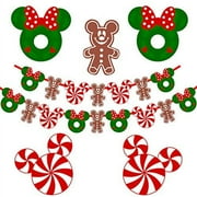 Mickey Mouse Birthday Decorations, Candy Mickey Birthday Garland,Mickey Mouse Birthday Party Banner,Candy Peppermint Fireplace Garland Home Party,Baby Shower Decorations