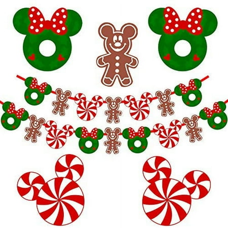 Mickey Mouse Birthday Decorations, Candy Mickey Birthday Garland,Mickey Mouse Birthday Party Banner,Candy Peppermint Fireplace Garland Home Party,Baby Shower Decorations