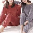 thumbnail image 5 of VISALY Women Pajama Sets Fluffy Pajamas Set Fleece Pullover Pants Loose Plush Sleepwear 2 Piece Pjs Set Warm Loungewear Soft Leisure Suit Winter Pajama Watermelon Red One Size, 5 of 7