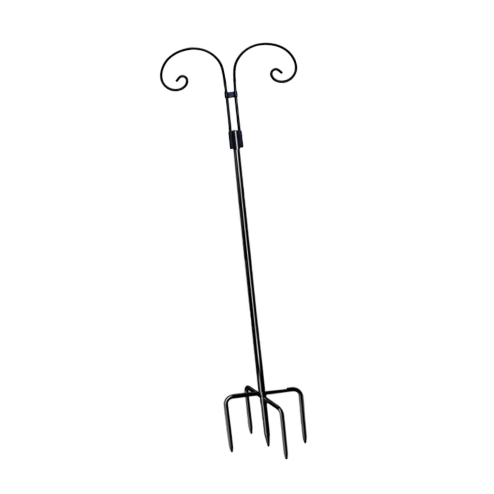 CarpNettore Double Shepherds Hook Bird Feeder Pole Outside Garden Hanging Holder Garden Hook Height 2.4M