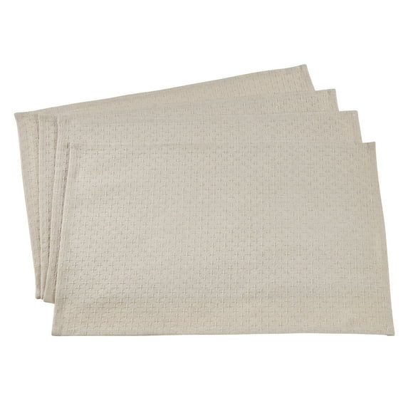 Fennco Styles Classic Chenille Jacquard Table Linen Collections for Home Decor, Everyday Use, Natural (14'' x 20'' Placemats - set of 4)