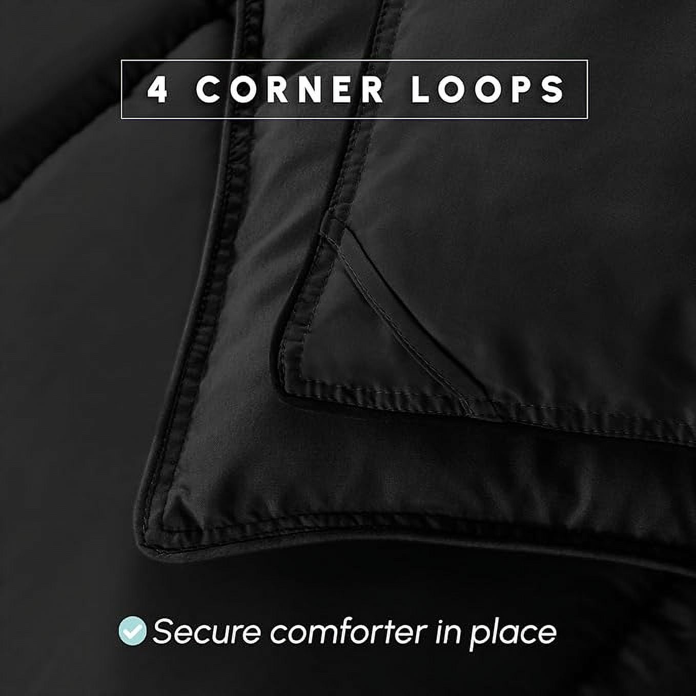 Elegant Comfort 3-Piece Comforter Set, Down Alternative Box Stitched, Ultra Soft All-Season Bedding with Shams, Plush Cozy Duvet Insert with Corner Tabs - Oversize King, Black