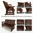 thumbnail image 4 of Fortune Candy wood 5 ft. Patio Glider 3-Seater with Cup Holders and High Roll Back, Heavy Duty 800 lbs,  for Outdoor Patio Garden, Red Brown, 4 of 5
