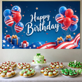 thumbnail image 4 of Patriotic Design Happy Birthday Banner American Flag Balloon Celebration Decor for Birthday Party Indoor Outdoor Events, 4 of 7