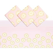 Pink Daisy Plastic Tablecloth for Weddings, Baby Showers (54 x 108 in, 3 Pack)
