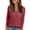 Wine #19, variant on KDDYLITQ Womens Sweatshirt Solid Color V Neck Loose Shirts Henley Long Sleeve Soft T-Shirt Button Tunic Comfy Clothes Ribbed Knit Fall Fashion Clothing Army Green L