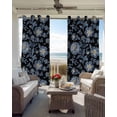 thumbnail image 4 of Navy Blue Floral Blackout Curtains 96 Inch Length Oriental Traditional Ethnic Flower Texture Thermal Insulated Window Curtain Window Drapes 2 Panels for Bedroom Living Room 52"Wx96"L, 4 of 9