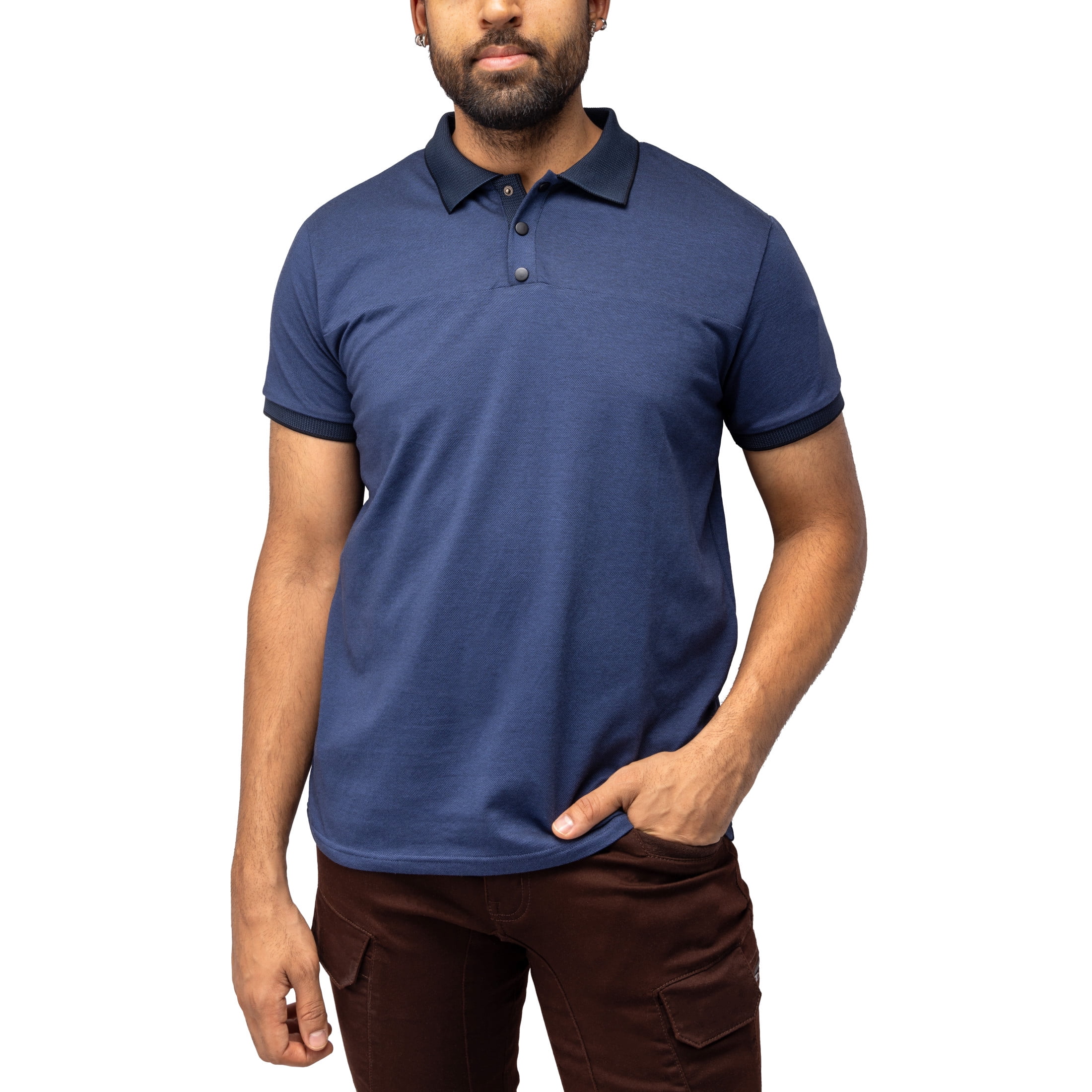 X RAY JEANS Mens Short Sleeve Pieced Pique Tipped Polo, Night Blue, XL X RAY JEANS Mens Short Sleeve Pieced Pique Tipped Polo, Night Blue, XL