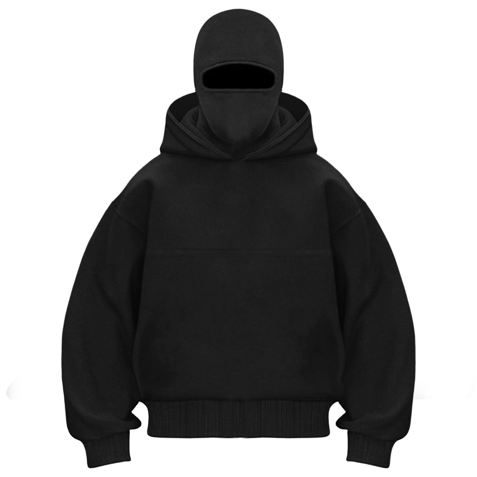 idosla Balaclava Ninja Hoodie with Built In Balaclava Unisex Women Long Sleeved Warm Pet Pocket and Winter Streetwear Sportswear Hoodies (Black, L)