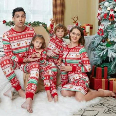 

Sunisery Family Christmas Matching Pajamas Set Striped Long Sleeve T-Shirt + Long Pants Sleepwear Pyjamas for Adult Kids