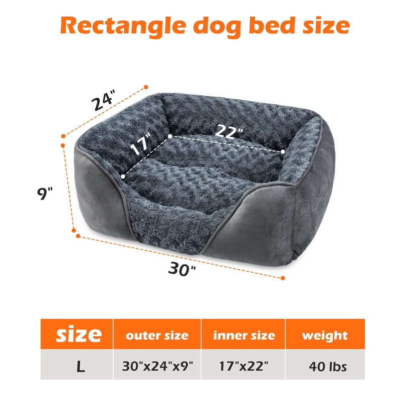 Dog Beds for Medium Sized Dogs, Washable Cozy Rectangle Pet Beds, Dog Couch Bed, Cat Beds with Anti Slip Bottom, Gray, 30"x24"x9"
