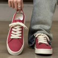 thumbnail image 5 of Men's Vibrant Red Canvas Platform Sneakers, Casual Minimalist Shoes, 5 of 10