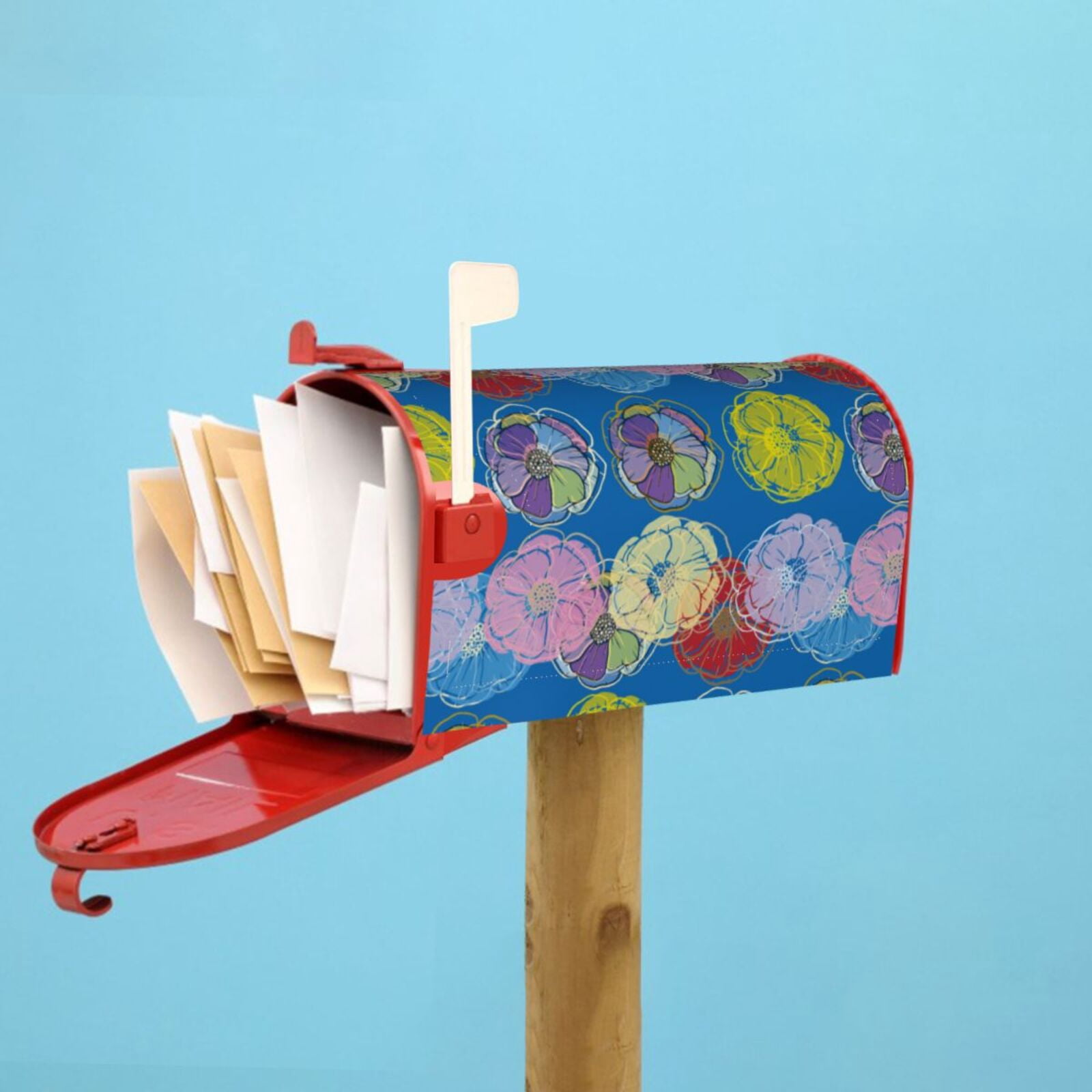 Xecao Colorful floral for Mailbox Cover with Magnetic Strips, Waterproof and Sunscreen, Adds a Decorative Touch to Your Garden Yard-21x18 in