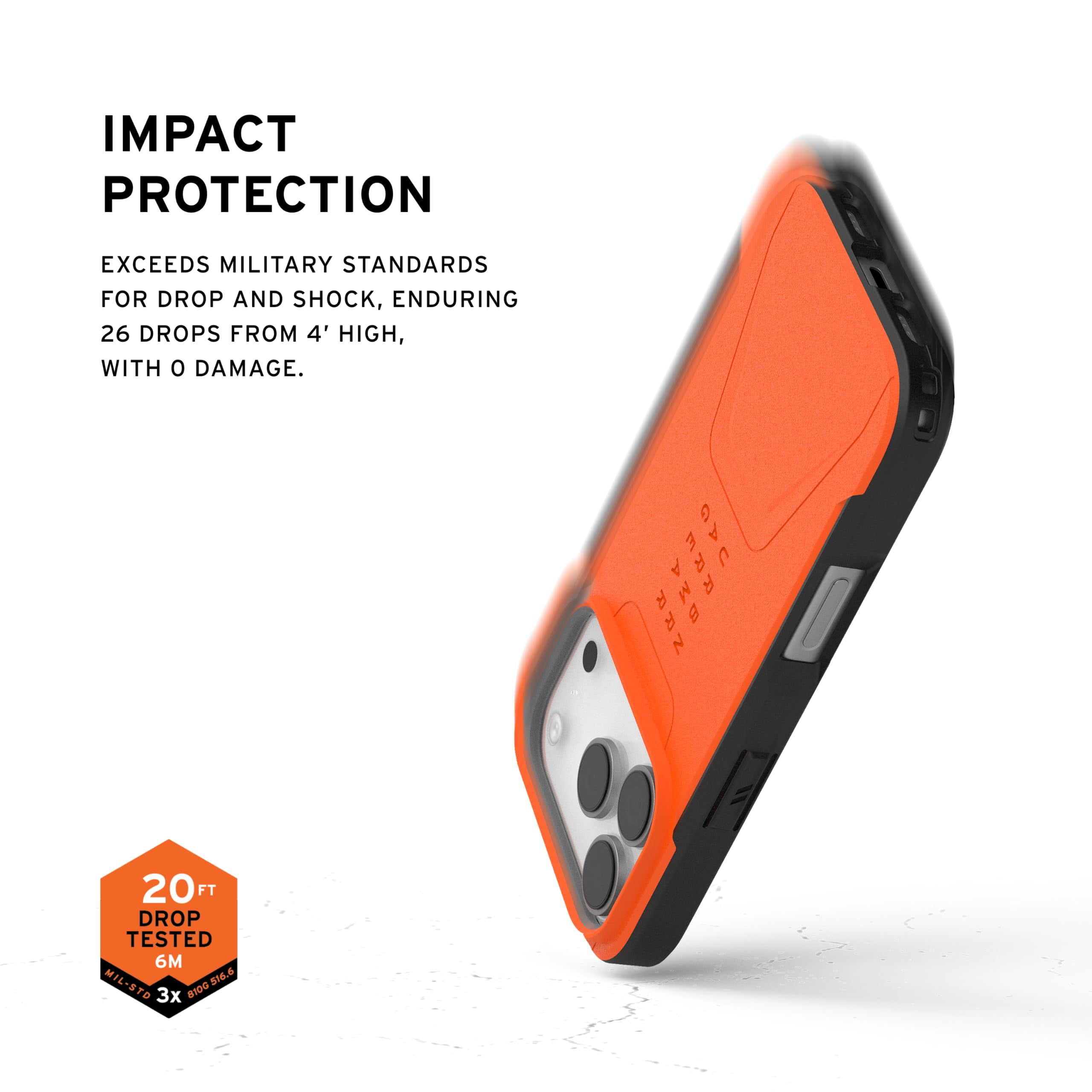 UAG iPhone 17 Pro Case Civilian - Compatible with MagSafe Military Grade Protective Cover, Orange