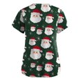 thumbnail image 3 of Blusa de manga corta con cuello en V para mujer, uniforme con bolsillos estampados de Navidad Pompotops hkajfhjk457529, 3 of 3