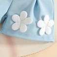 thumbnail image 4 of XZNPDUCQ Toddler Baby Girl Smocked Outfit Ruffle Halter Shirt Flared Pants Set Toddler Bell Bottom Outfit Summer Clothes Playwear Beach Outfits 2-3 Years,Blue, 4 of 9