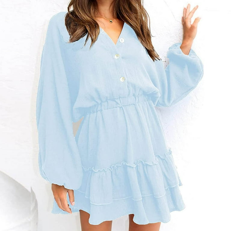 best jewelry for navy blue dress Miss Circle Women Valentina Baby Blue Boned Curve Edge Peplum Mini Dress main image 0