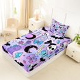 thumbnail image 4 of Castle Fairy Kawaii Goth Skull Bat Twin Sheets 3pcs,Halloween Butterfly Moon Rose Bedding,Lilac Purple Black,1 Fitted Sheet,1 Flat Sheet and 1 Pillowcase, 4 of 6