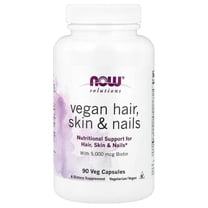 NOW Solutions, Vegan Hair, Skin & Nails, Nutritional Support with 5,000 mcg Biotin, 90 Veg Capsules
