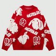 thumbnail image 2 of Suéter de cuello redondo para hombre y mujer, suéter informal holgado con dibujos animados de conejo, jersey de punto en jacquard, prendas de punto para Navidad y Año Nuevo, 2 of 4