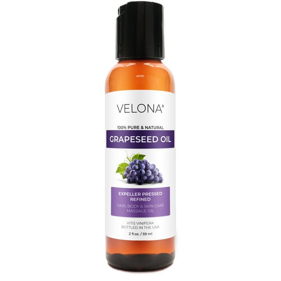 Grapeseed Oil by Velona - 2 fl oz | 100% Pure and Natural Carrier Oil | Refined | Skin, Face, Body, Hair Care | Use Today - Enjoy Results