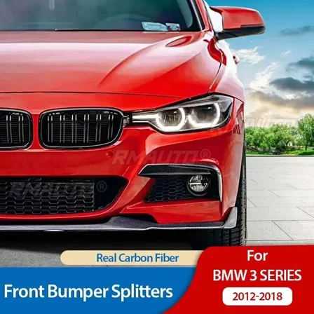 2PCS Real Carbon Fiber Front Bumper Splitters Lip flaps Spoiler For BMW 3 Series 320/328/330/F30/F35 MAD 2012-2018 Body Kit