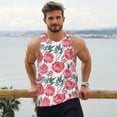 thumbnail image 6 of Lsque Rose Flowers Pattern Mens Tank Tops Muscle Athletic Quick Dry Sleeveless Workout Fitness T Shirts Beach Tank Top, Loose-fit Sleeveless Shirt for Men-4X-Large, 6 of 7