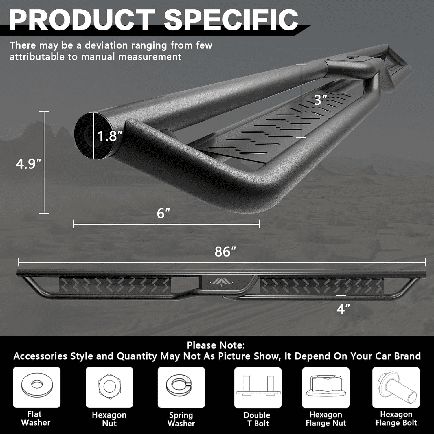 Running Boards & Side Steps for 2019-2026 Dodge ram 1500 Crew Cab New Body Style(2019-2026 Ram 1500 Classic & 2010-2026 Ram 2500 3500 Not Included) Two-Stair Side Rail Nerf Bars Step Bars All Weather