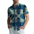 thumbnail image 2 of Awdenio Button Down Shirt Men Casual Plaid Turndown Collar Poket Casual Short Sleeve Buttons Shirt Stretchy, Comfortable Fit for Summer, 2 of 6