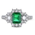 thumbnail image 2 of 2 Carat beautiful Emerald and Diamond Engagement Ring for Women in White Gold, 2 of 4