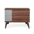 thumbnail image 2 of Modrest Palermo 2-Drawer Modern Wood & Faux Concrete Nightstand in Walnut/Gray, 2 of 5