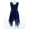 thumbnail image 5 of Aislor Girl's V Neck Sleeveless Asymmetrical Hem Pleated Chiffon Dress Junior Bridesmaid Wedding Party Dress Prom, 5 of 7