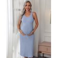 thumbnail image 2 of Ekouaer Women' Maternity Dress Rib Knit Sleeveless Baby Shower Dresses Casual Bodycon Pregnancy Clothes, 2 of 6