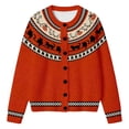 thumbnail image 4 of JIAYUE Women's Halloween Cardigan Crew Neck Pumpkin Pattern Fair Isle Knit Sweater Button Long Sleeve Outerwear for Activity Wear, 4 of 5