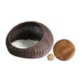 thumbnail image 2 of balikha Cat Basket Bed Cat House Imitation Rattan Kitten Sleeping Bed All Seasons with Removable Cushion Round Small Dog Bed Cat Nest dark brown, 2 of 9