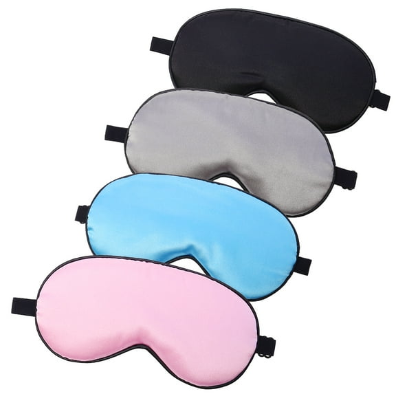 HEQUSIGNS 4Pcs Silk Sleep Eye Mask, Silk Blackout Eye Mask for Sleeping With Adjustable Strap, Comfortable Soft Night Blindfold for Women Men Kids