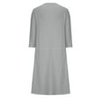 thumbnail image 5 of VEKDONE Womens Summer Round Neck Solid Cotton Linen Maxi Dresses Casual 3/4 Sleeve Long Dresses Gray,XL, 5 of 6