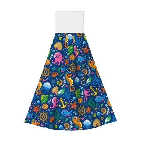 

Kdxio Sea Fish Hand Towel with Loop Hanging Towel Absorbent Tie Towels for Kitchen Tea Bar Bathroom Decor