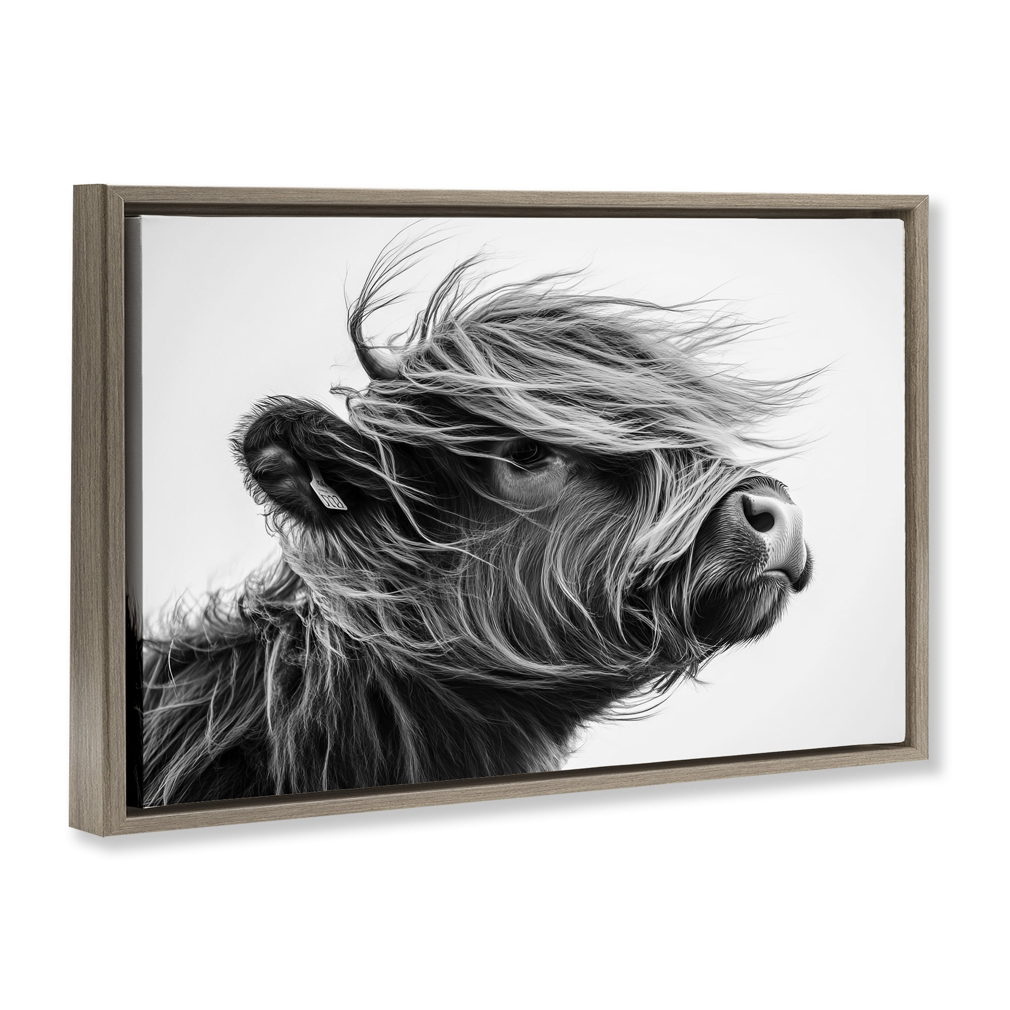 Stupell Industries Handsome Highland Portrait Brown Framed Floater Canvas Wall Art, design by Tina LeCour