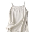 thumbnail image 3 of YUEHUA Women's Linen Spaghetti Strap Camisole, V-Neck Lightweight Tank Top, Loose Fit Breathable Cami for Layering & Summer, 3 of 4