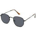 thumbnail image 2 of Modern Hexagonal Sunglasses Slim Metal Arms Neutral Colored Flat Lens 51mm (Black / Smoke), 2 of 4