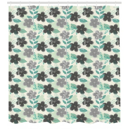 Floral Shower Curtain Abstract Nostalgia Pattern With Retro