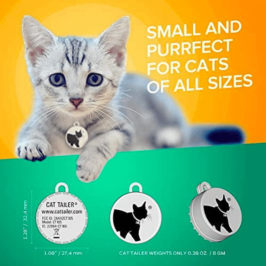 Cat Tailer Cat Tracker - Small and Lightweight Waterproof Bluetooth Pet Collar Attachment, 328 foot Range, Replaceable 6 Month Battery Life, Android/Apple iOS Compatible