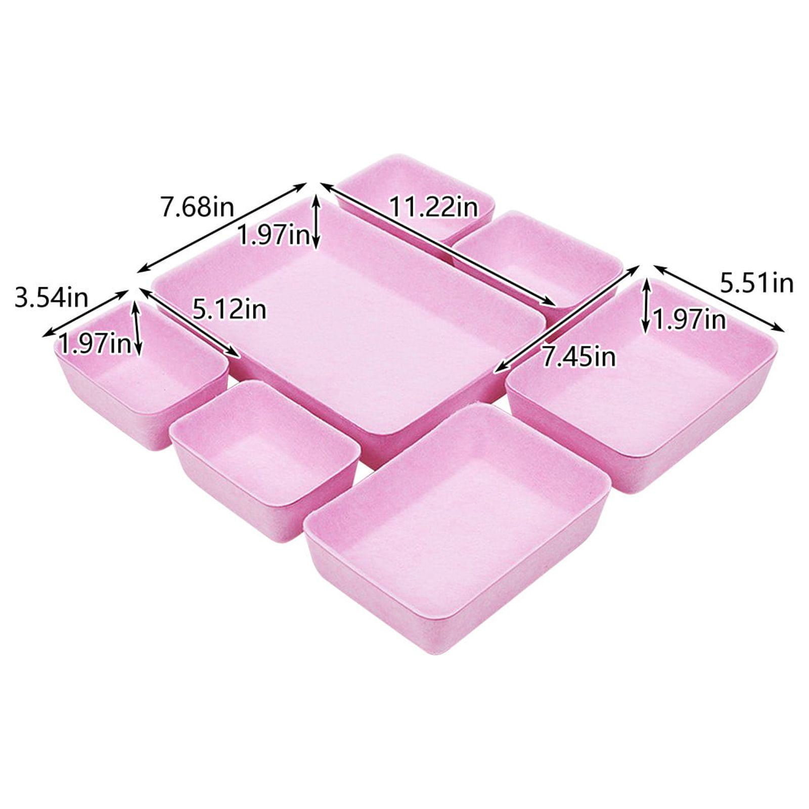 Tuphregyow Desk Drawer Organizer Tray Dividers Set,Kitchen Bathroom Office Drawer Organizers,Separators Shallow Felt Storage Bins Container for Makeup Juck Jewelry Utensils Tools Dresser,7 Pack