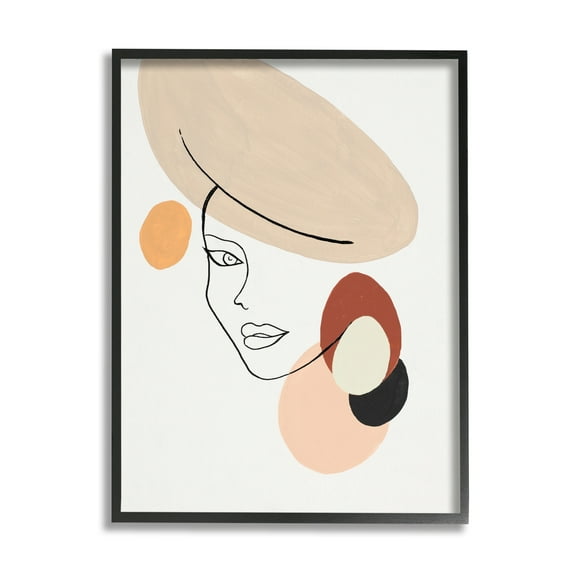 Stupell Industries Fashion Female Portrait Terracotta Abstract Shapes Paintings Black Framed Art Print Wall Art, 11x14, by Patricia Pinto