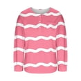 thumbnail image 4 of Womens Long Sleeve T-Shirts Long Sleeve Chest Pocket Button Henley Neck Striped Graphic Tunic Tops Loose Casual Tees (2XL, Red 01), 4 of 4
